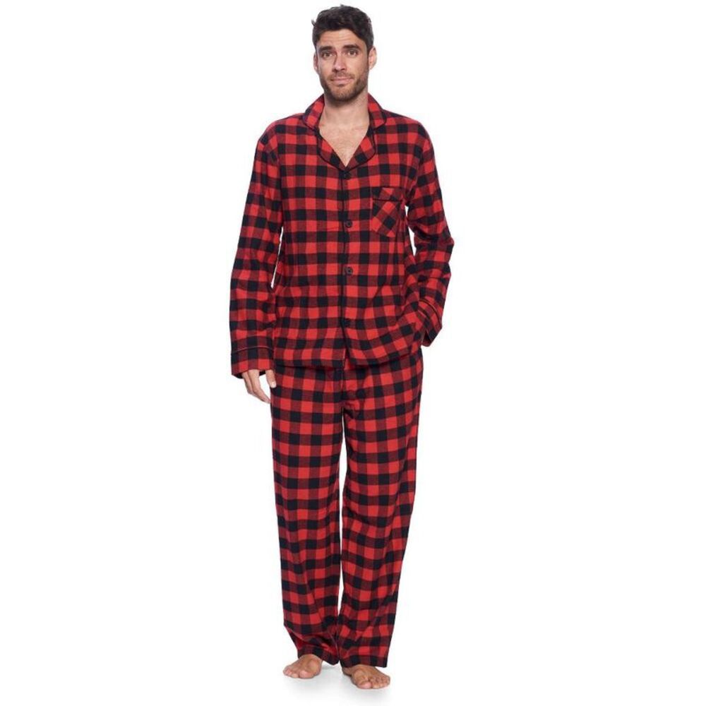 Open Box - Ashford & Brooks -  Mens Flannel Plaid Paj Red